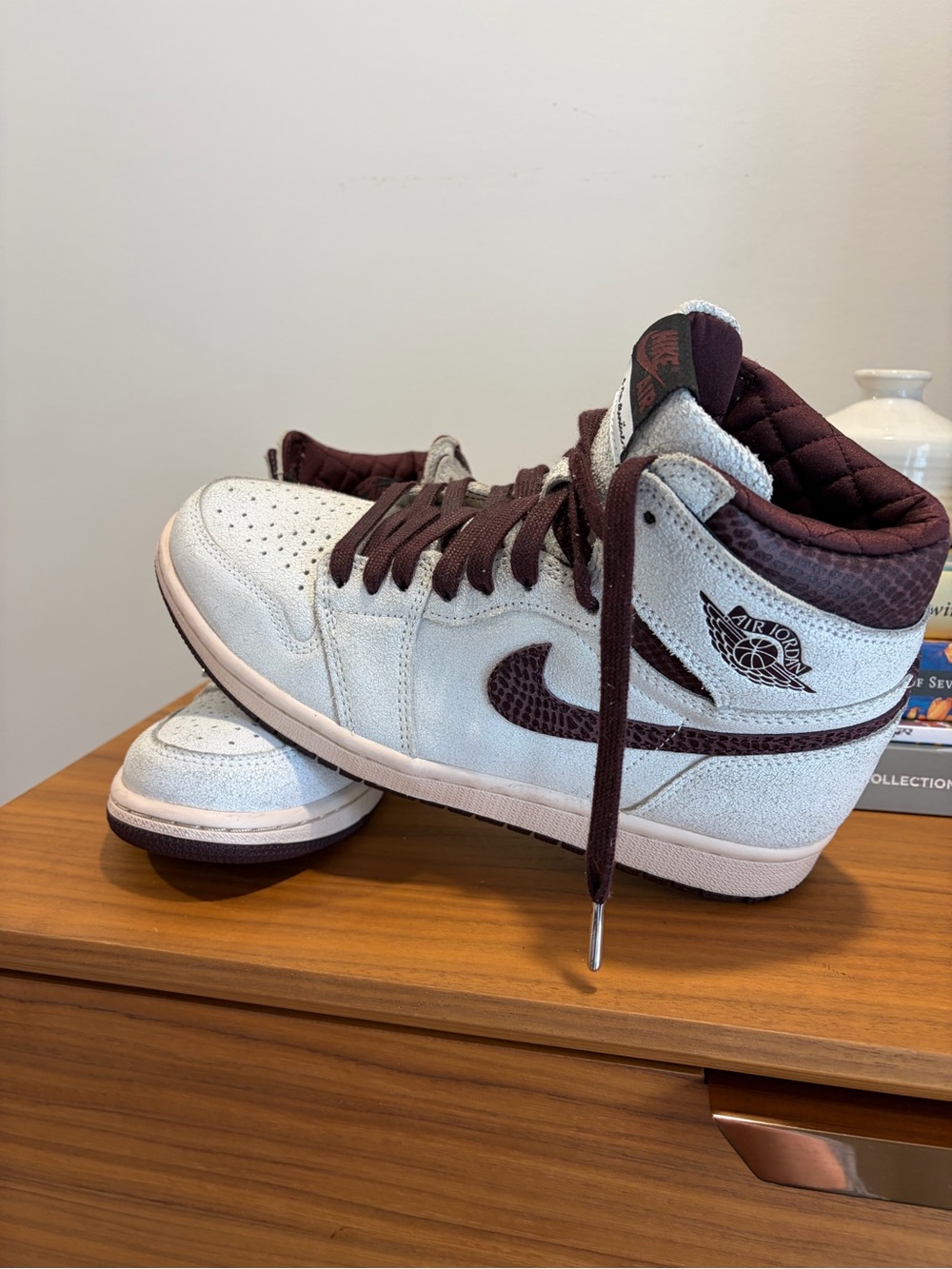 Jordan Men's High-Top A Ma Manière Sneakers in White and Maroon. Barely worn